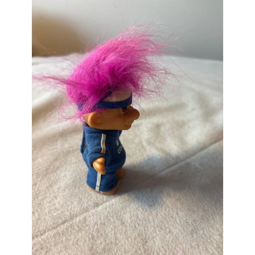 Russ Troll Doll #1 Coach Blue‎ Uniform Pink Hair Vintage Collectible